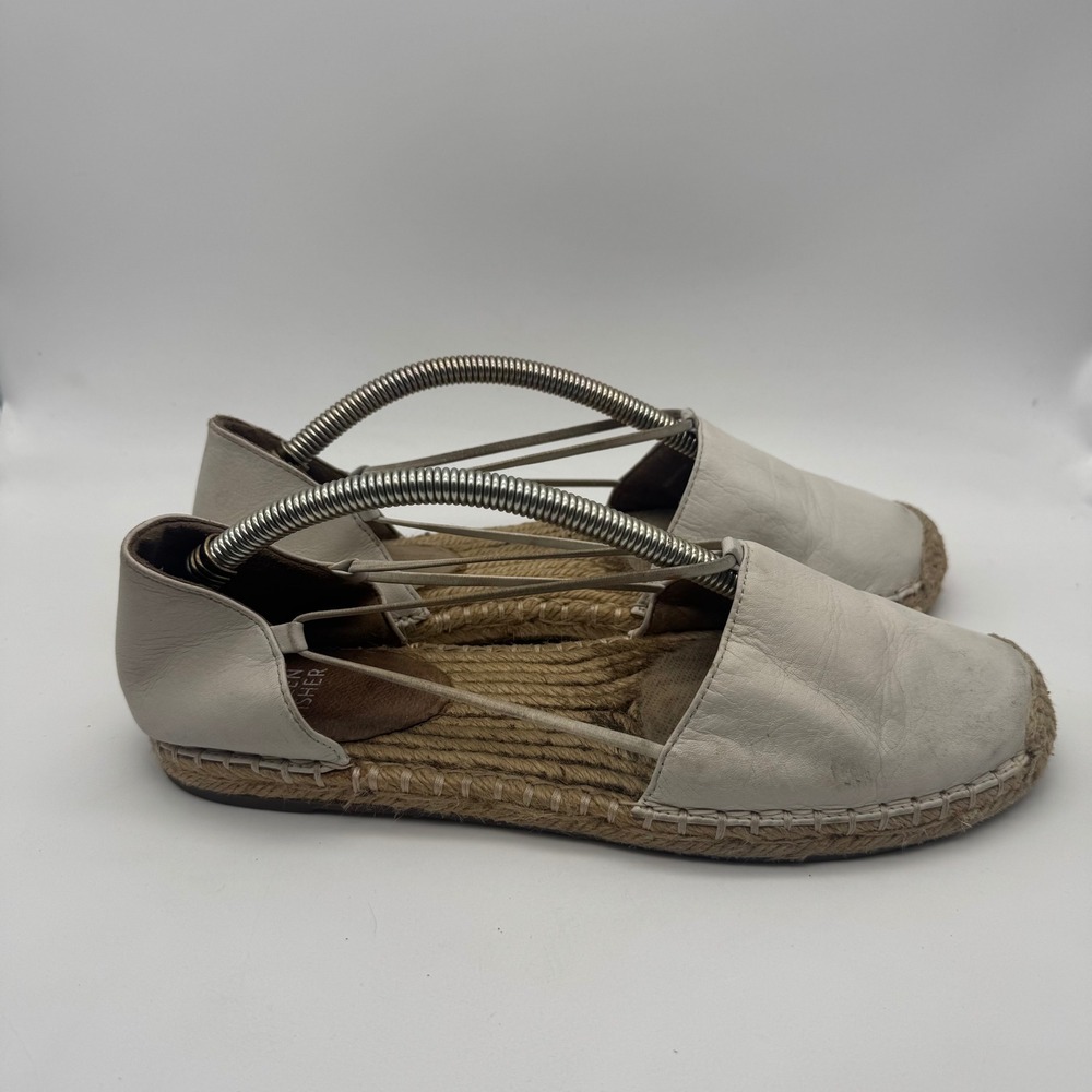 Eileen‎ Fisher Lee D'Orsay Leather Espadrille Flats Cream Nude Beige Size 8